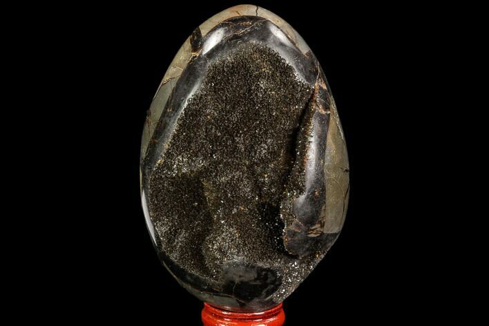 Septarian Dragon Egg Geode - Black Crystals #109966